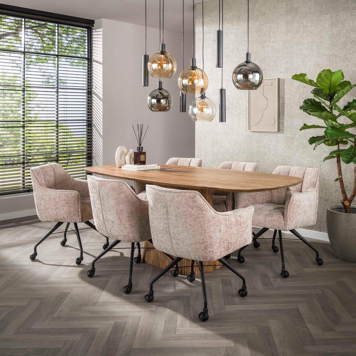 Sæt med 2 spisestole Hoven rich sand elegant