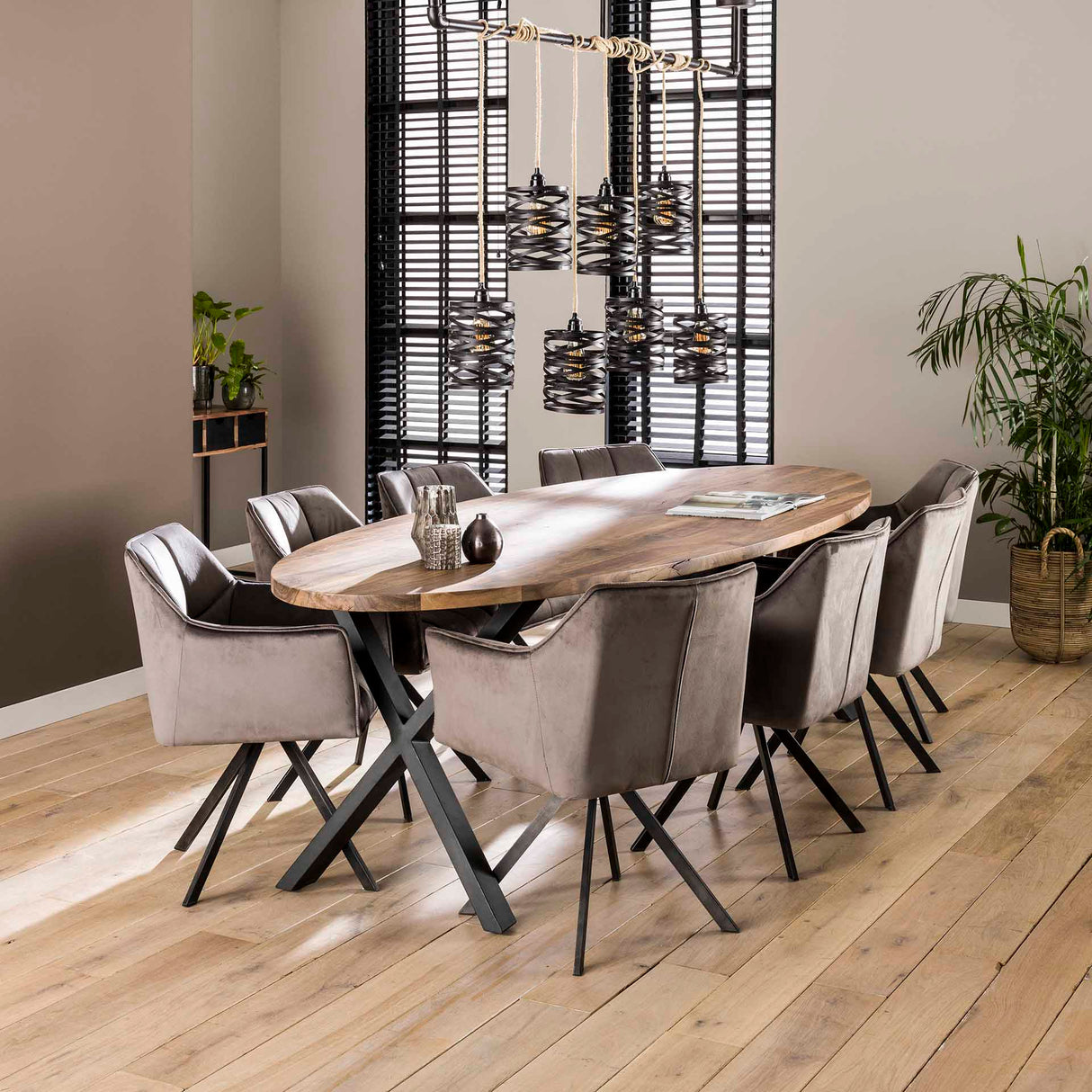 Spisebordsstol Lino Velvet Anthracite Drejelig