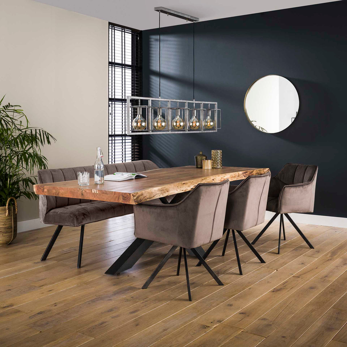 Spisebordsstol Lino Velvet Anthracite Drejelig