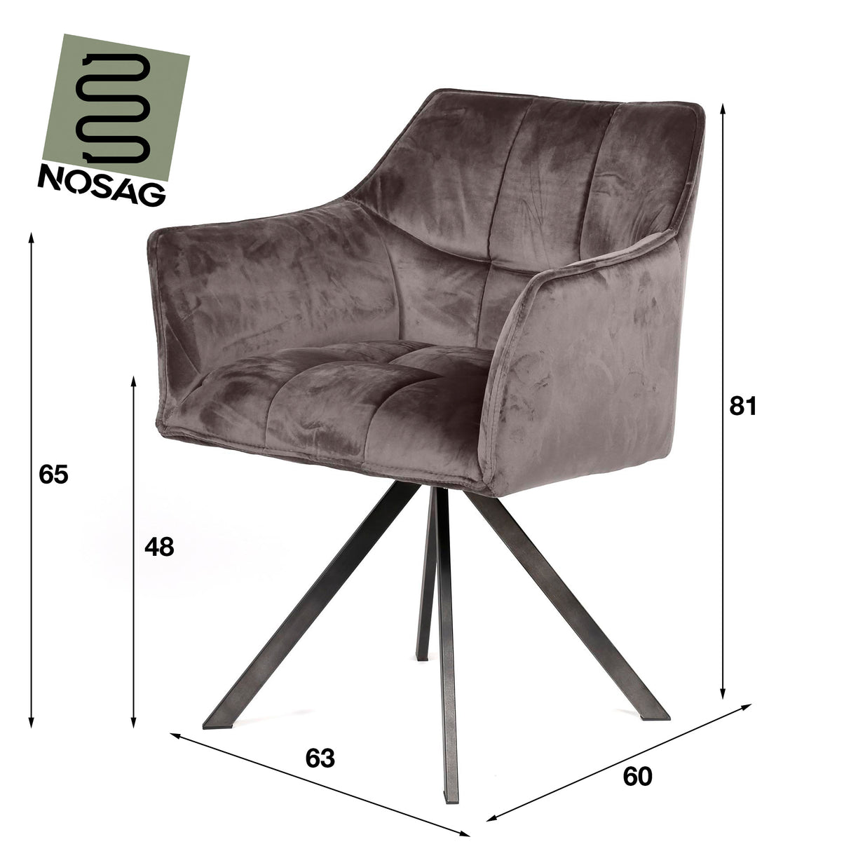 Spisebordsstol Lino Velvet Anthracite Drejelig