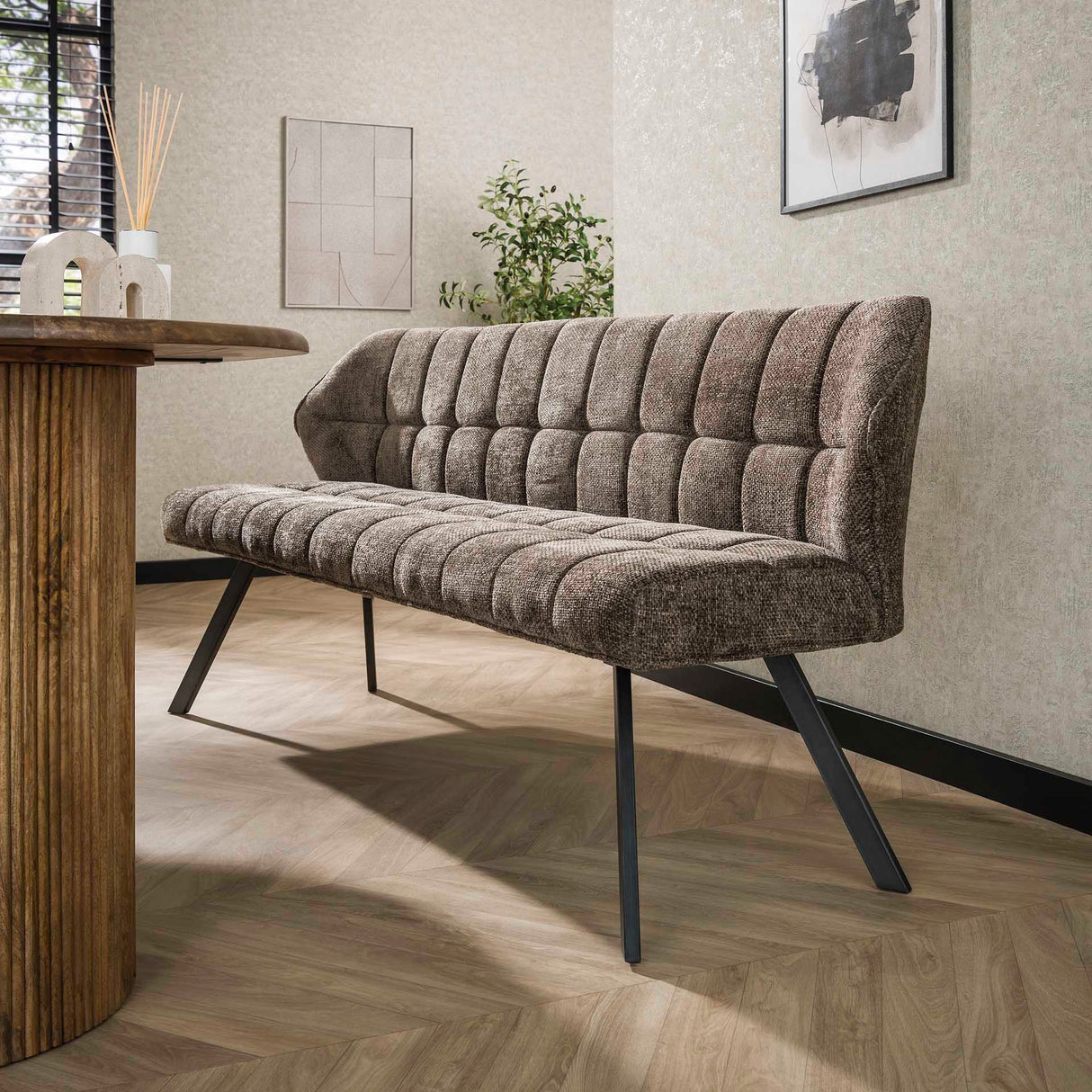 Spisebordsbænk Lino Chenille Stof Rich Taupe 180 cm Ternet