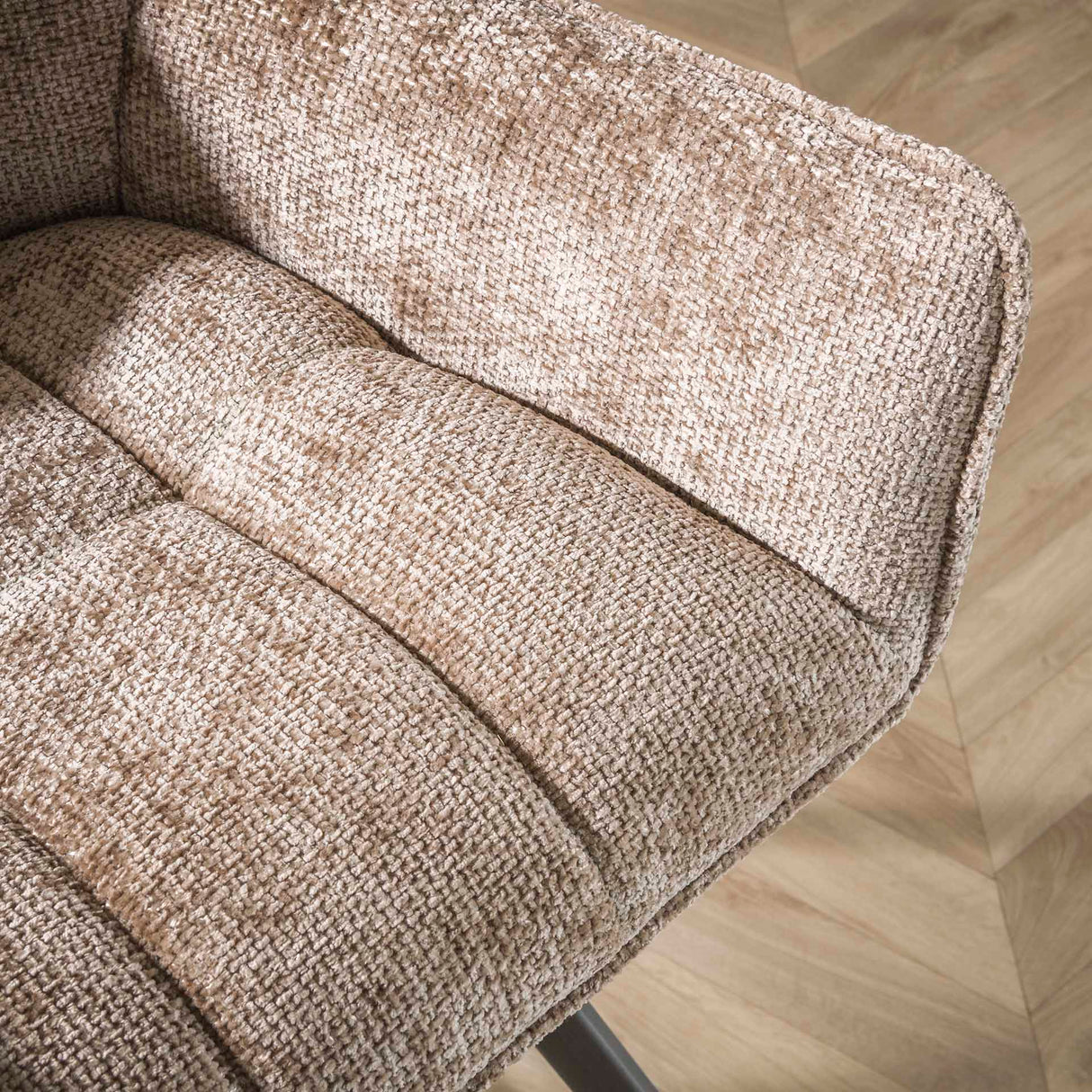 Spisebordsbænk Lino Chenille Stoff Rig Champagne Ternet