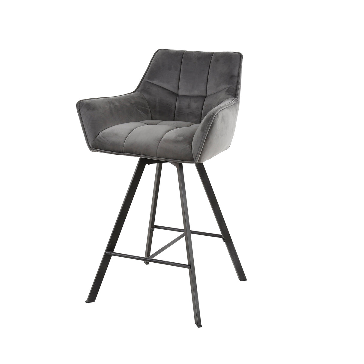Sæt med 2 barkrakker Lino Velvet Antracit Drejbar
