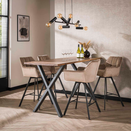 Sæt med 2 barkrakker Lino Velvet Champagne Drejelig