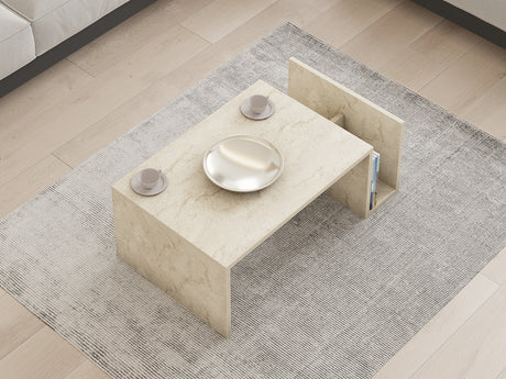 Rektangulær travertin sofabord Mebo - Med bogholder - 87x50 cm