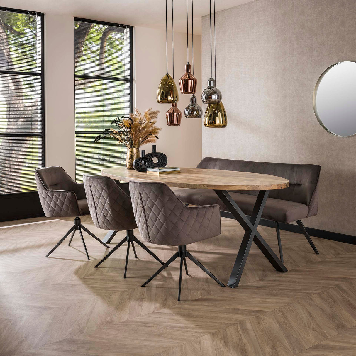 Spisebordsstol Chia Velvet Antracit Drejelig