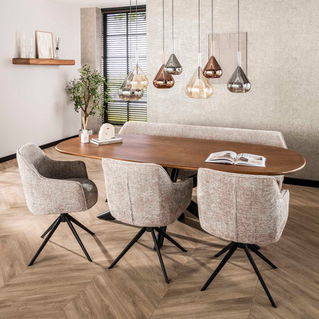 Sæt med 2 spisestuestole Chia Rich Stoff Sand Drejelig