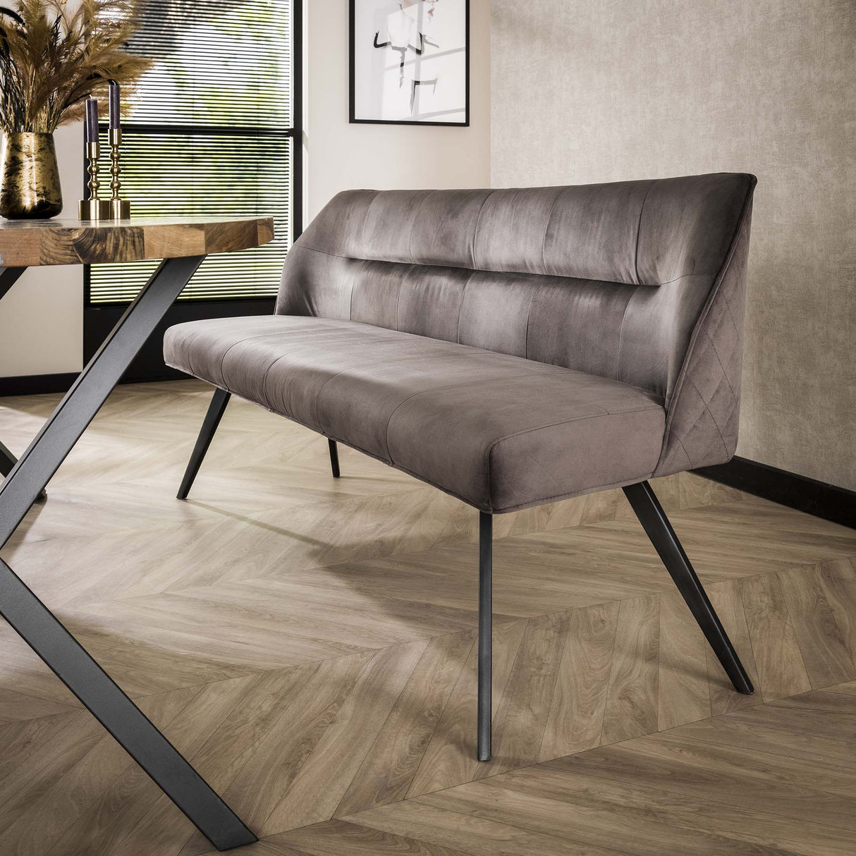 Spisebordsbænk Chia Velvet Antracit 188 cm