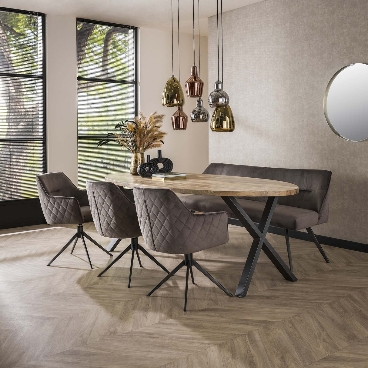 Spisebordsbænk Chia Velvet Antracit 188 cm