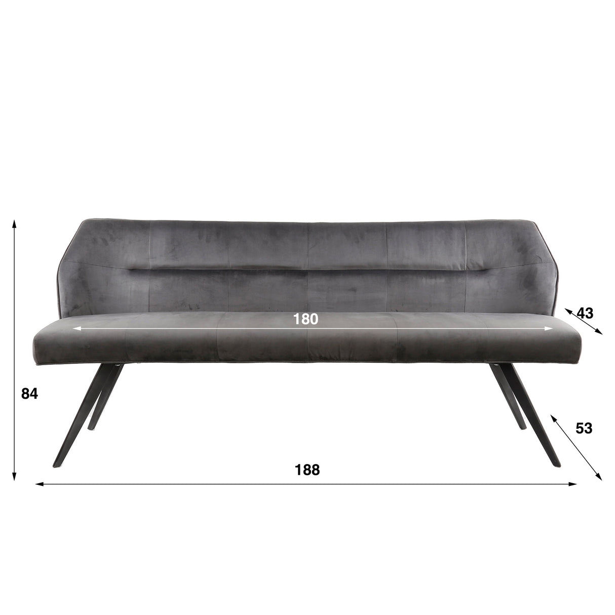 Spisebordsbænk Chia Velvet Antracit 188 cm