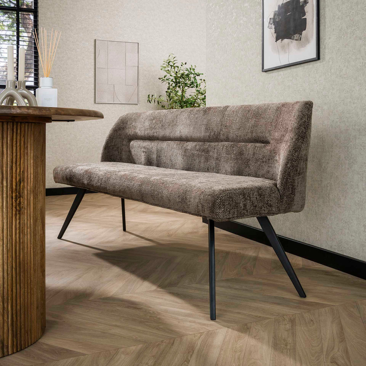 Spisebordsbænk Chia Chenille Stof Rich Taupe 188 cm
