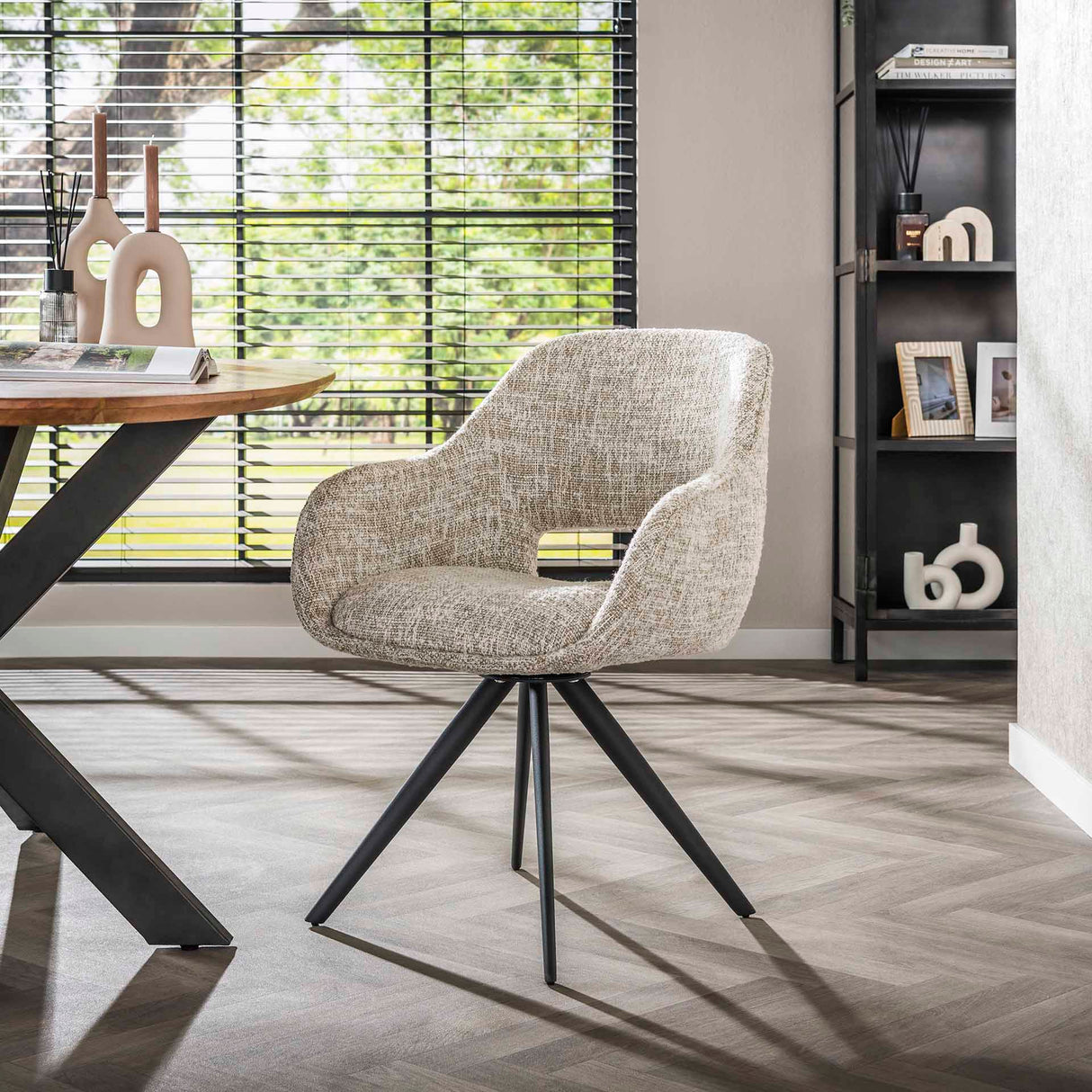 Sæt med 2 spisebordsstole Springo Drejbar Eagle Creme
