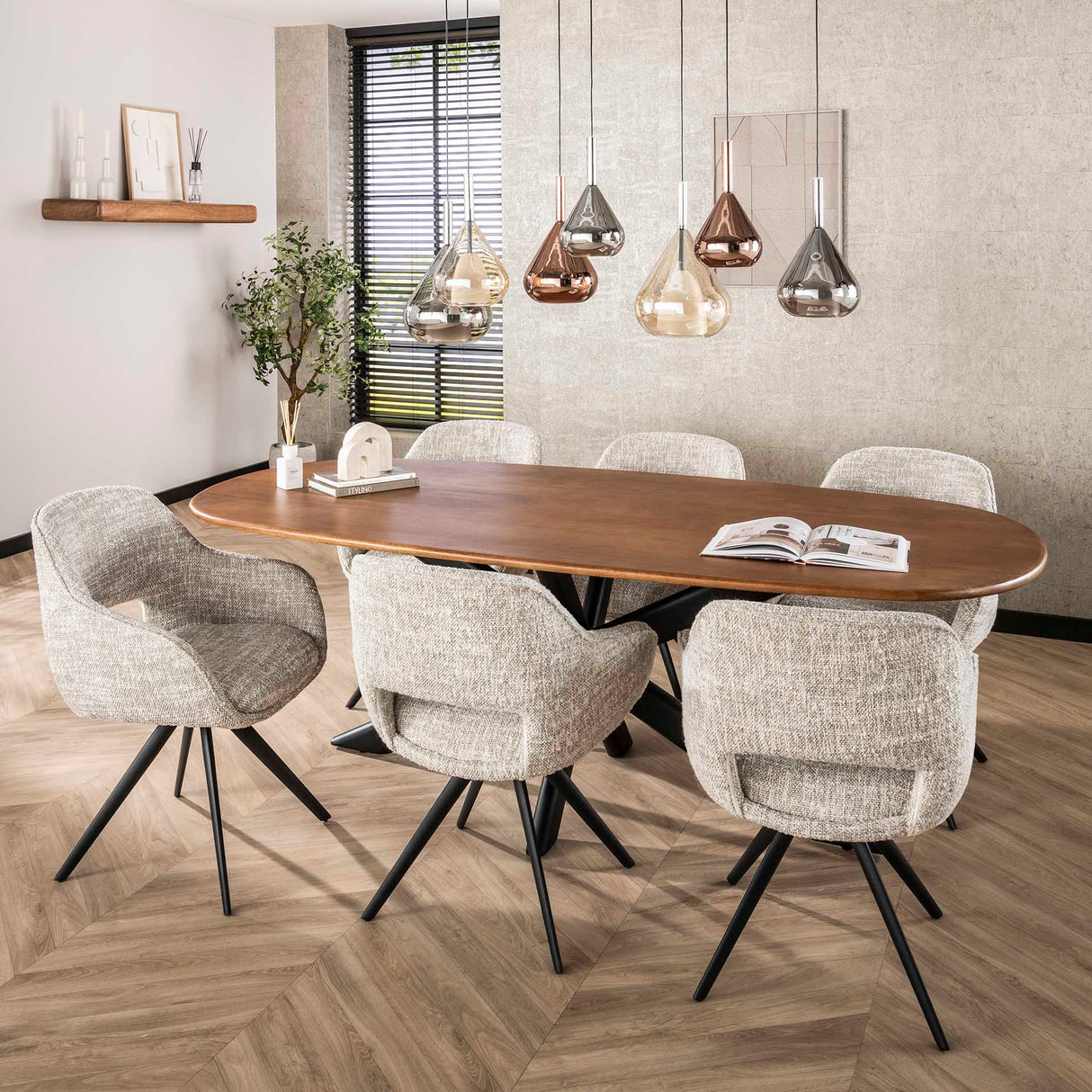 Sæt med 2 spisebordsstole Springo Drejbar Eagle Creme
