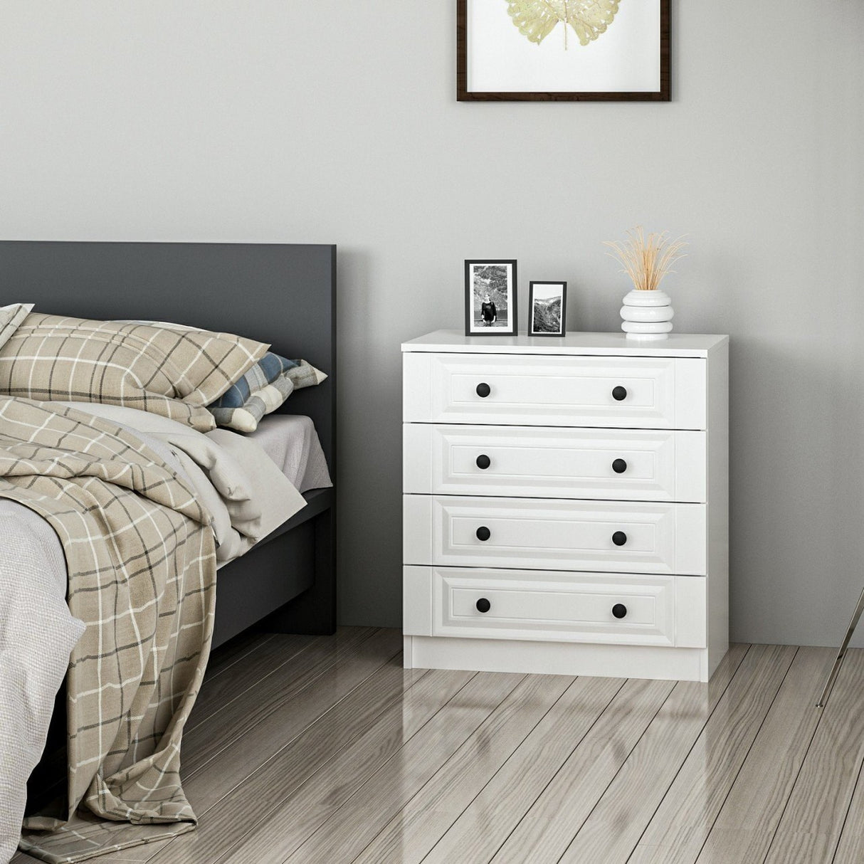 Ladekasten - Ladekast Kale Wit met Knoppen Melamine 72x77x42 cm - Dimehouse