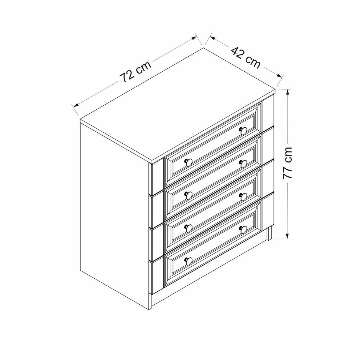 Ladekasten - Ladekast Kale Wit met Knoppen Melamine 72x77x42 cm - Dimehouse