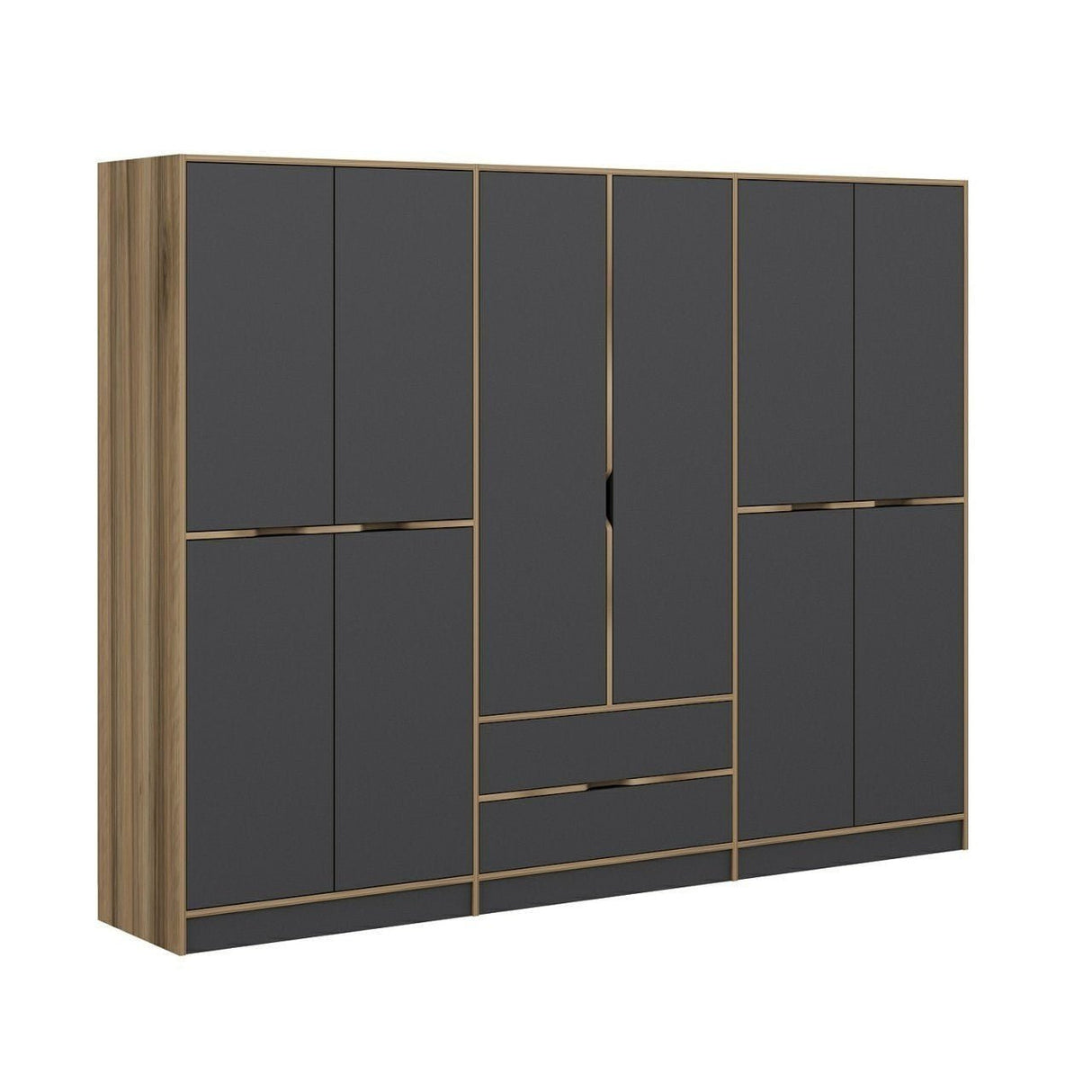 Garderobe Elina Antracit Guld Melamin 277x208x52 cm