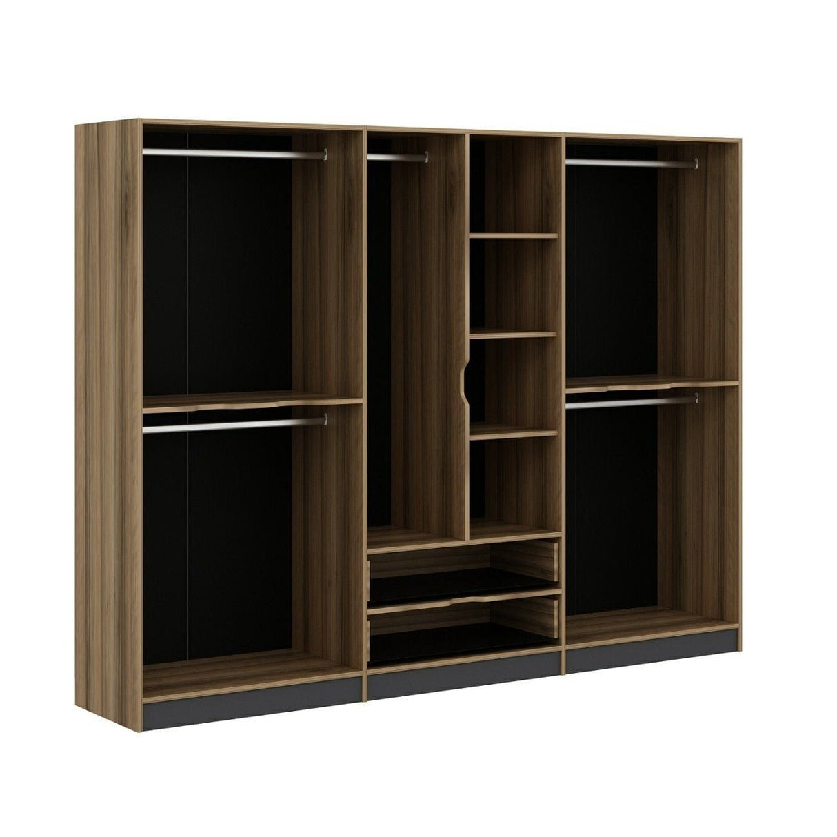 Garderobe Elina Antracit Guld Melamin 277x208x52 cm