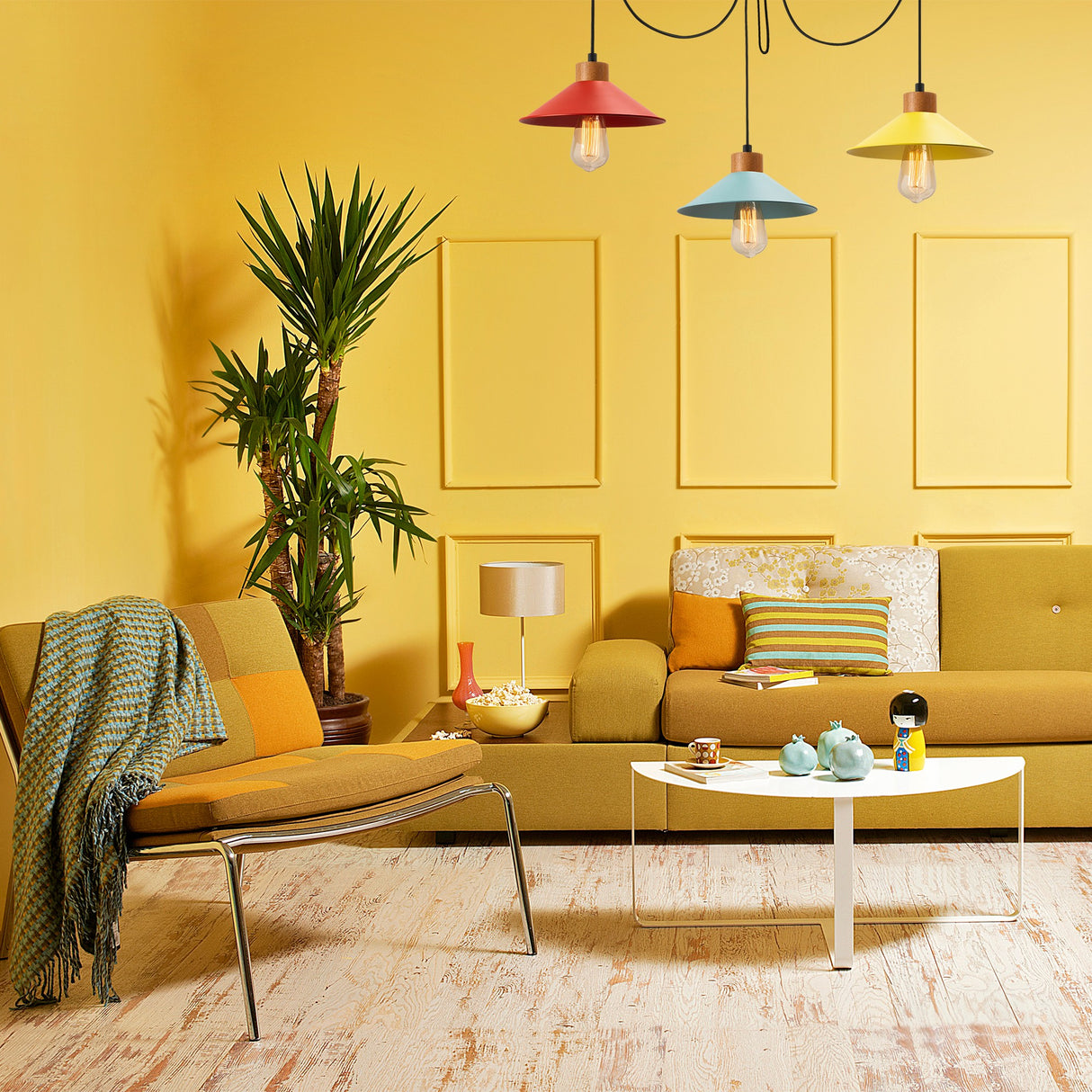 Hængelampe Multicolor 3-lys Metal Virtu