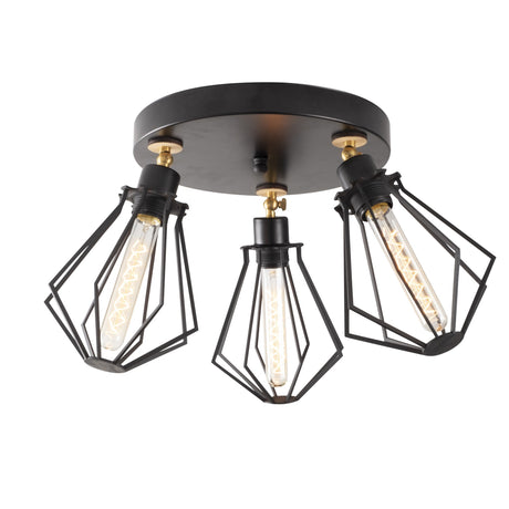 Loftlampe Rund Sort Guld Metal Palisade