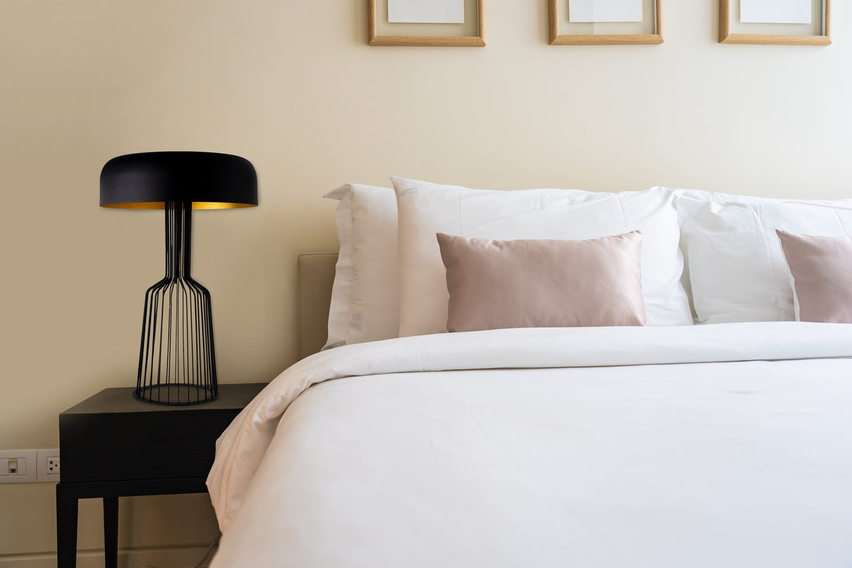 Bordlampe Sort Guld Metal Kvarts