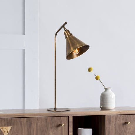 Bordlampe i bronsefarget metal i crimson