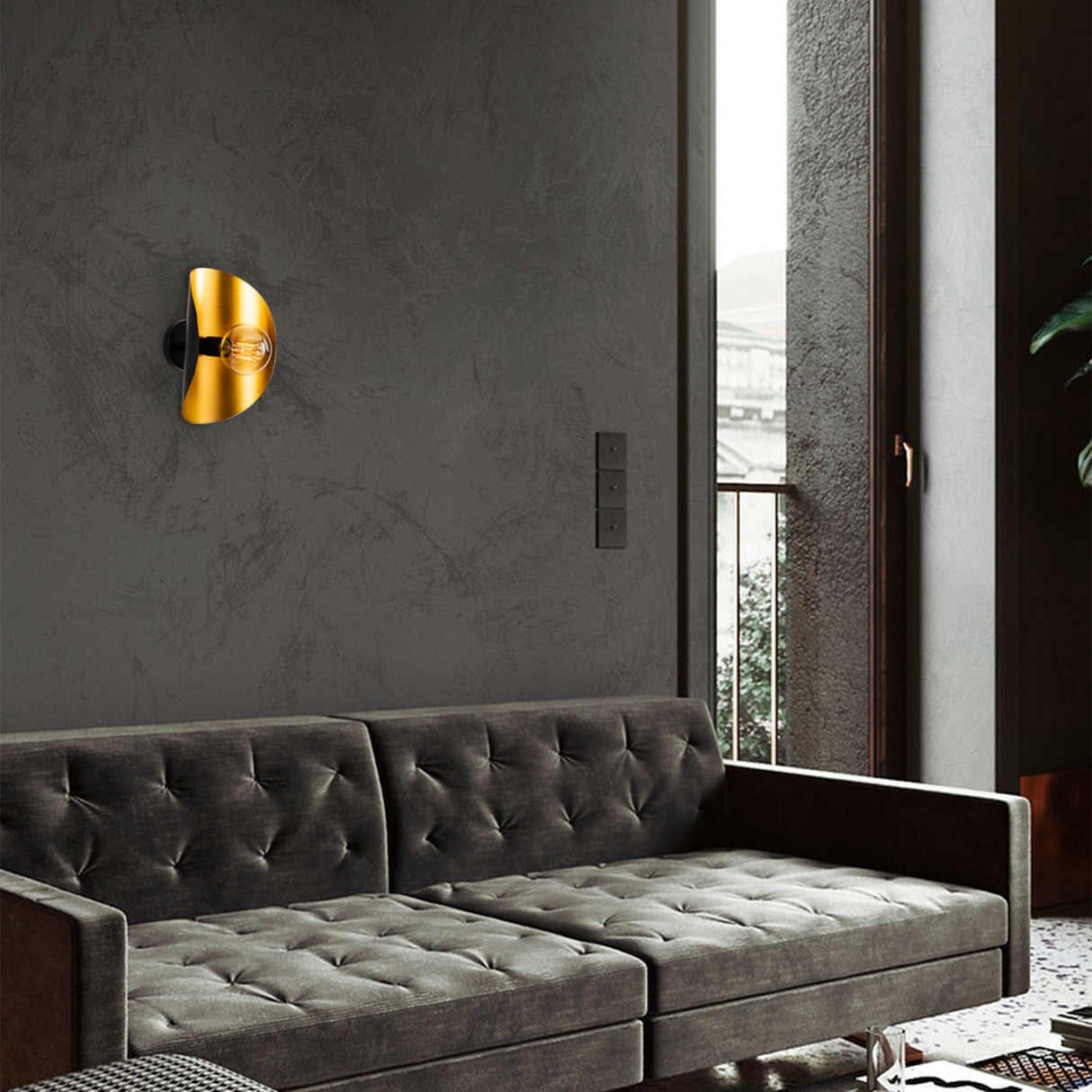 Væglampe Sort Guld Metal Echelon