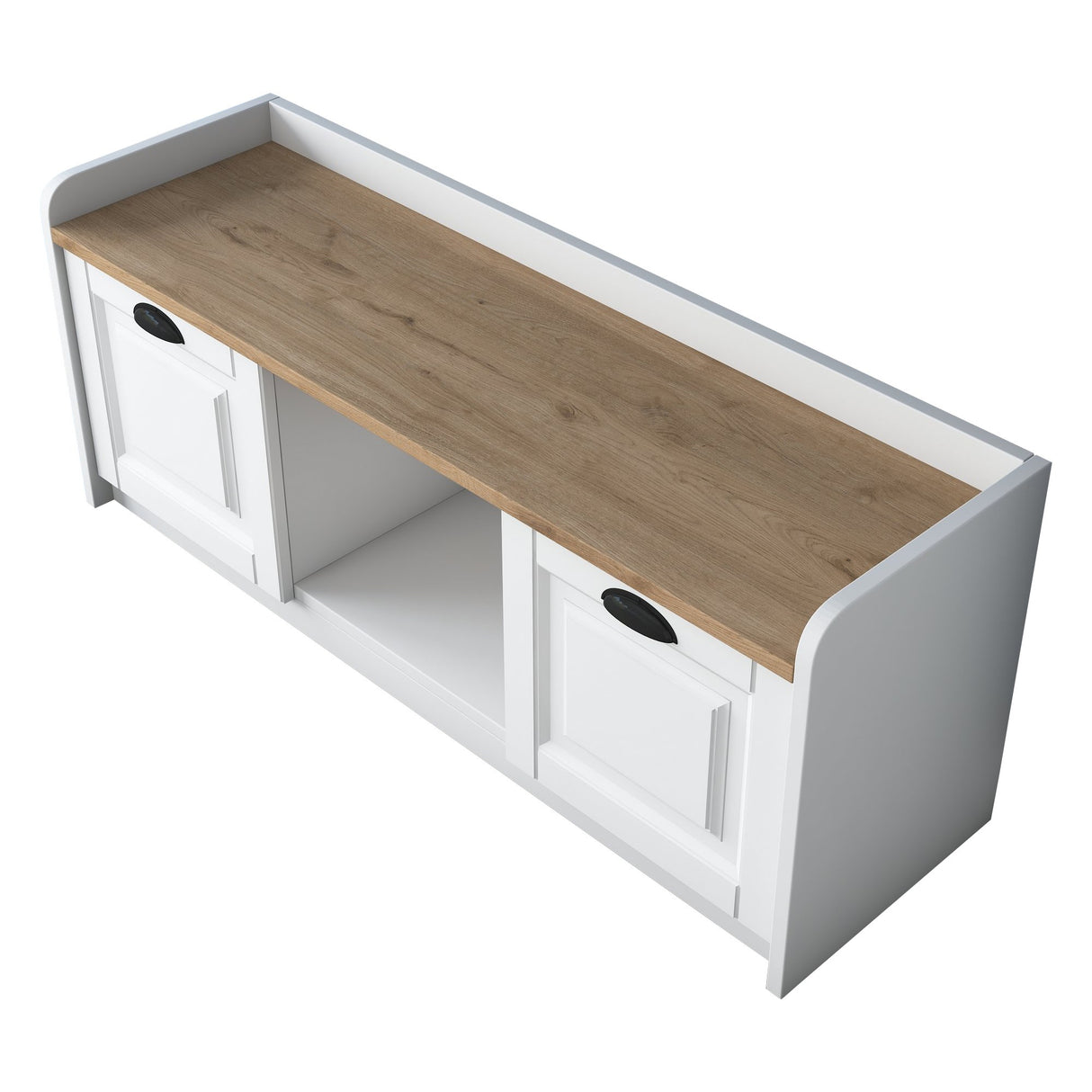 Schoenenkasten - Schoenenkast Samos Wit Walnoot Melamine - Dimehouse