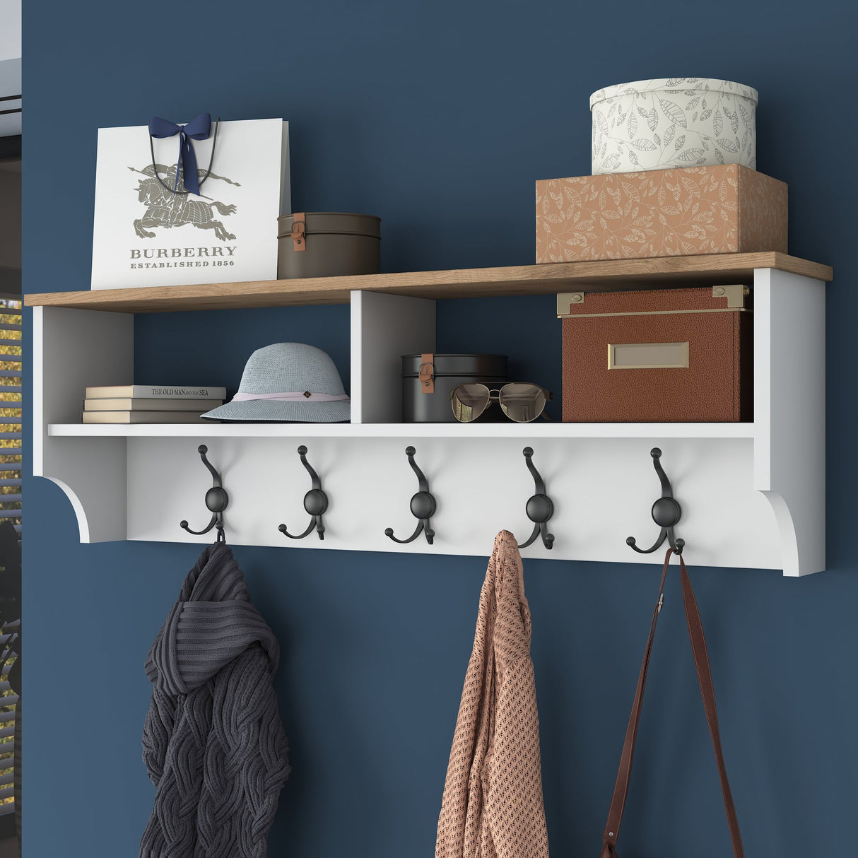 Kapstok Hally Hvid 15-hager - To rum