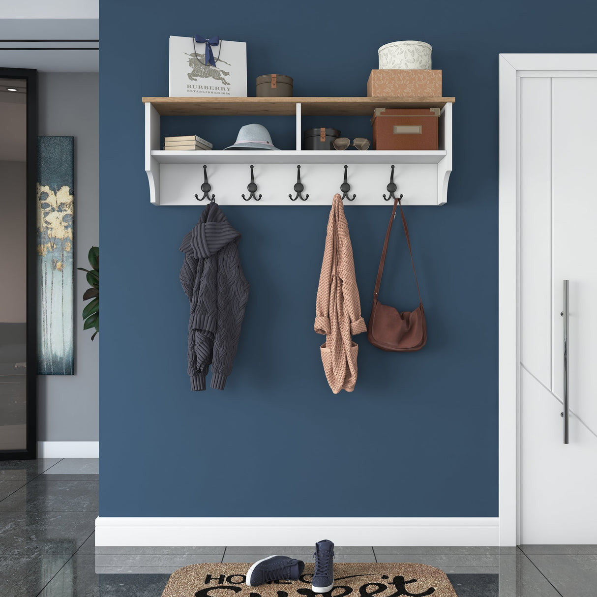 Kapstok Hally Hvid 15-hager - To rum