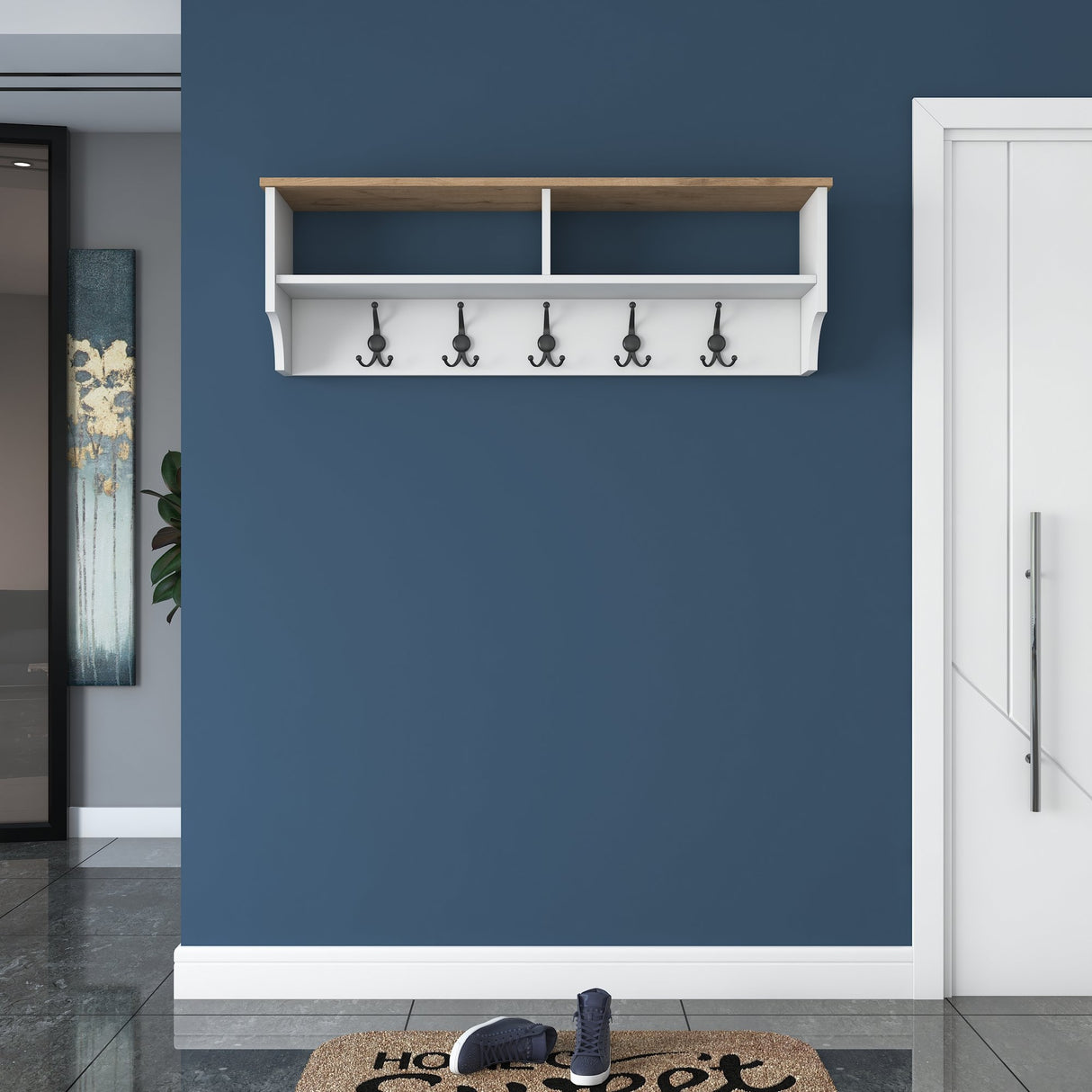 Kapstok Hally Hvid 15-hager - To rum