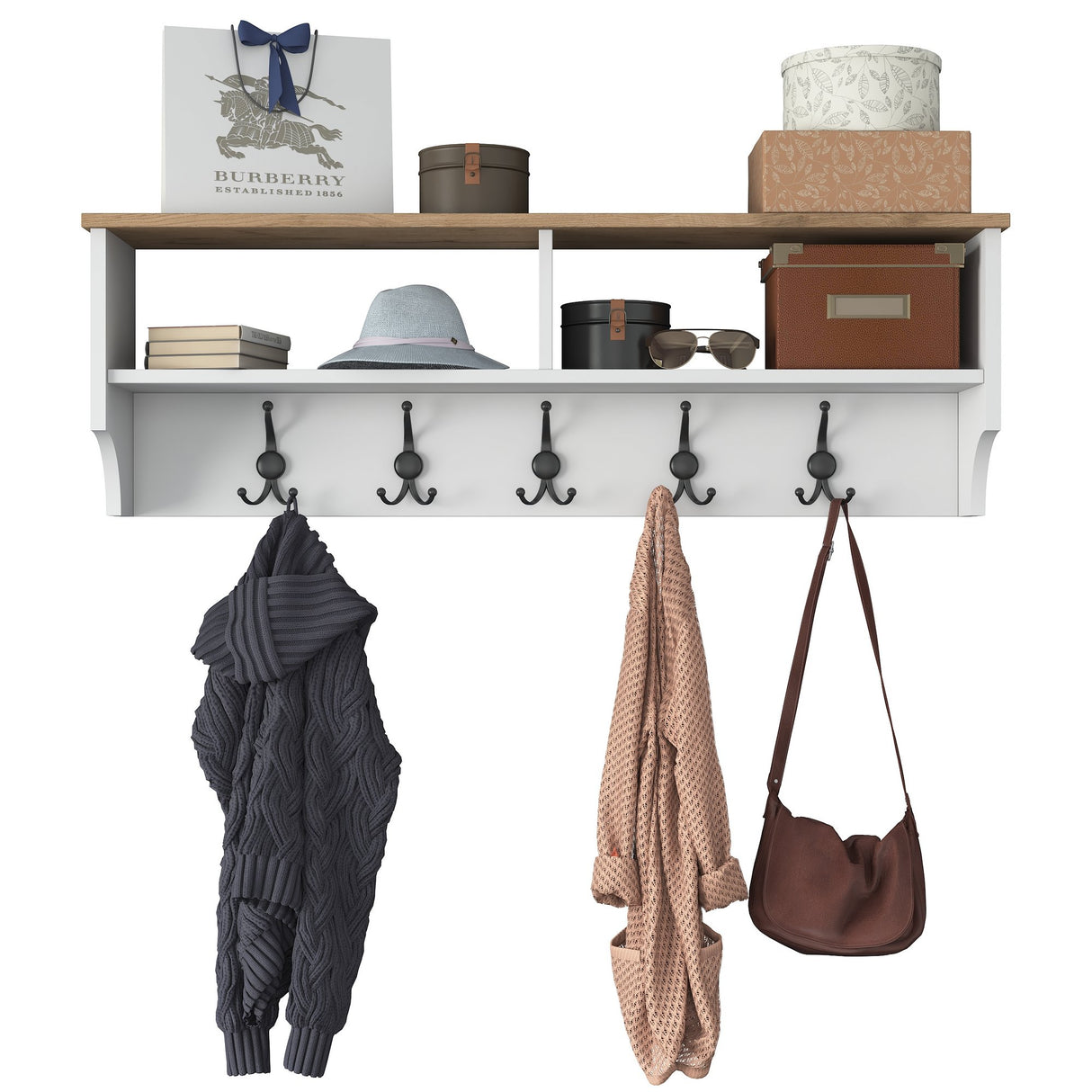 Kapstok Hally Hvid 15-hager - To rum