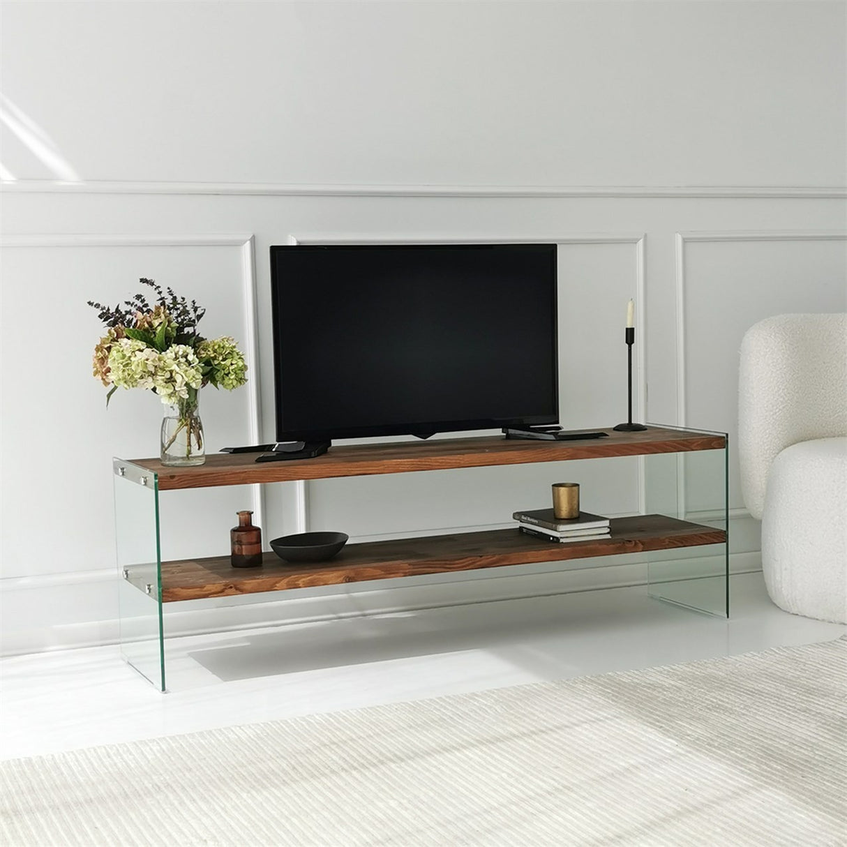 TV Meubels - TV Meubel Aqua Naturel Glas 140x45x35 cm - Dimehouse