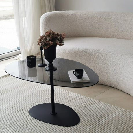Organisk Design Sofabord Tonet Glas Torpo - Sort Metalramme