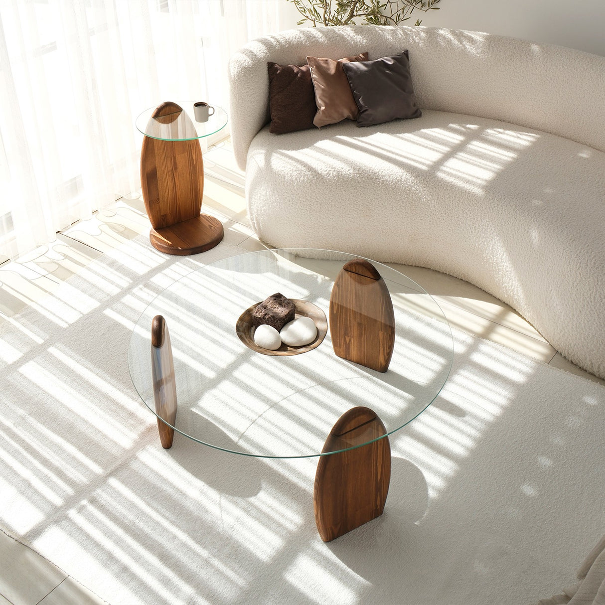 Design Sofabord Rund 90 cm Sunf - Træunderstel