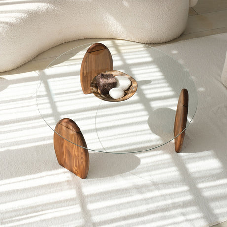 Design Sofabord Rund 90 cm Sunf - Træunderstel