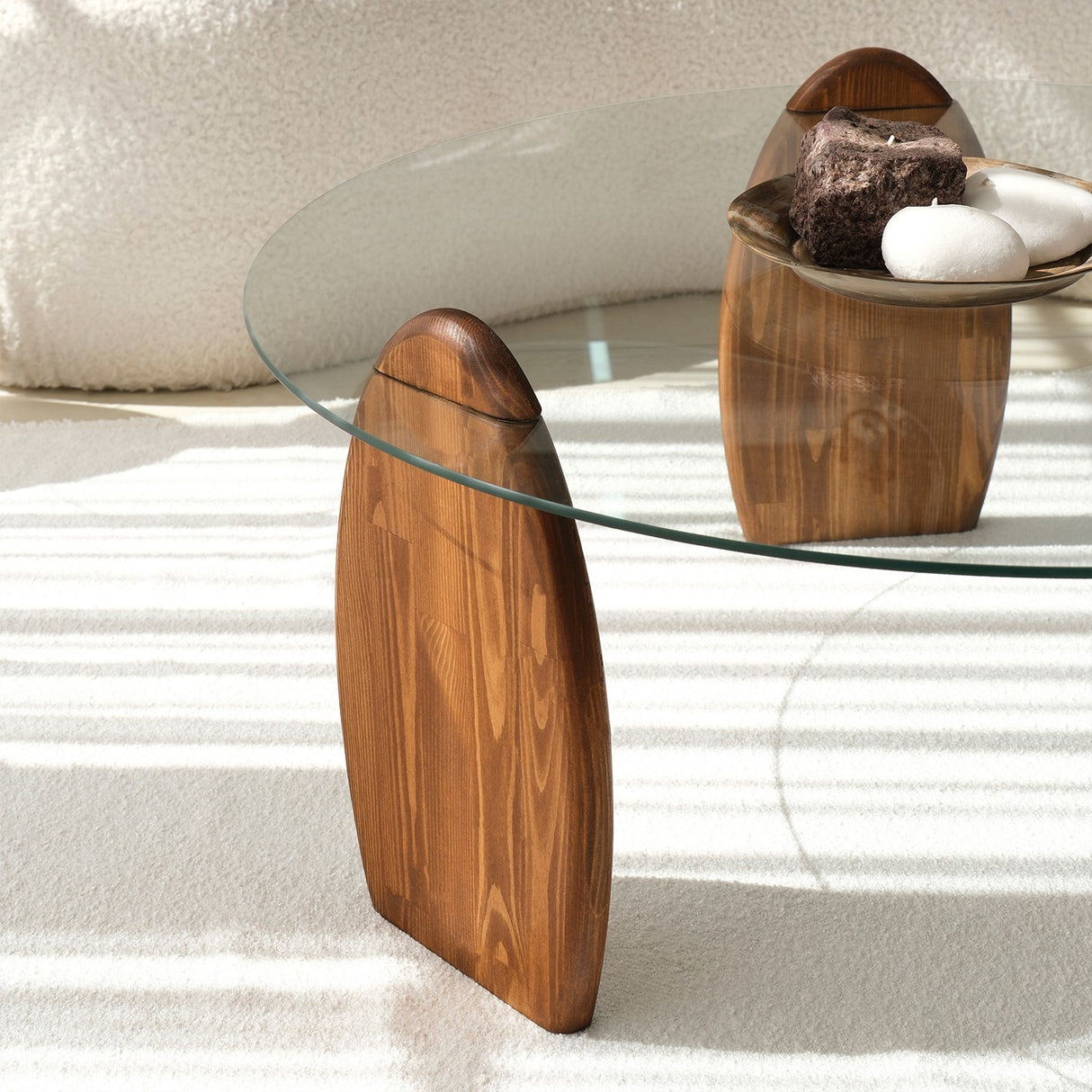 Design Sofabord Rund 90 cm Sunf - Træunderstel