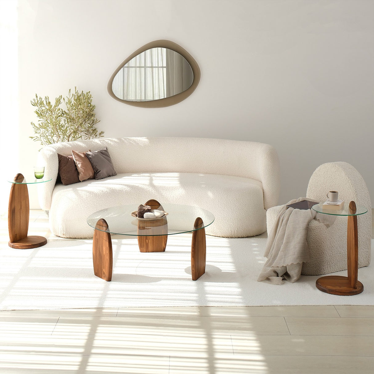 Design Sofabord Rund 90 cm Sunf - Træunderstel