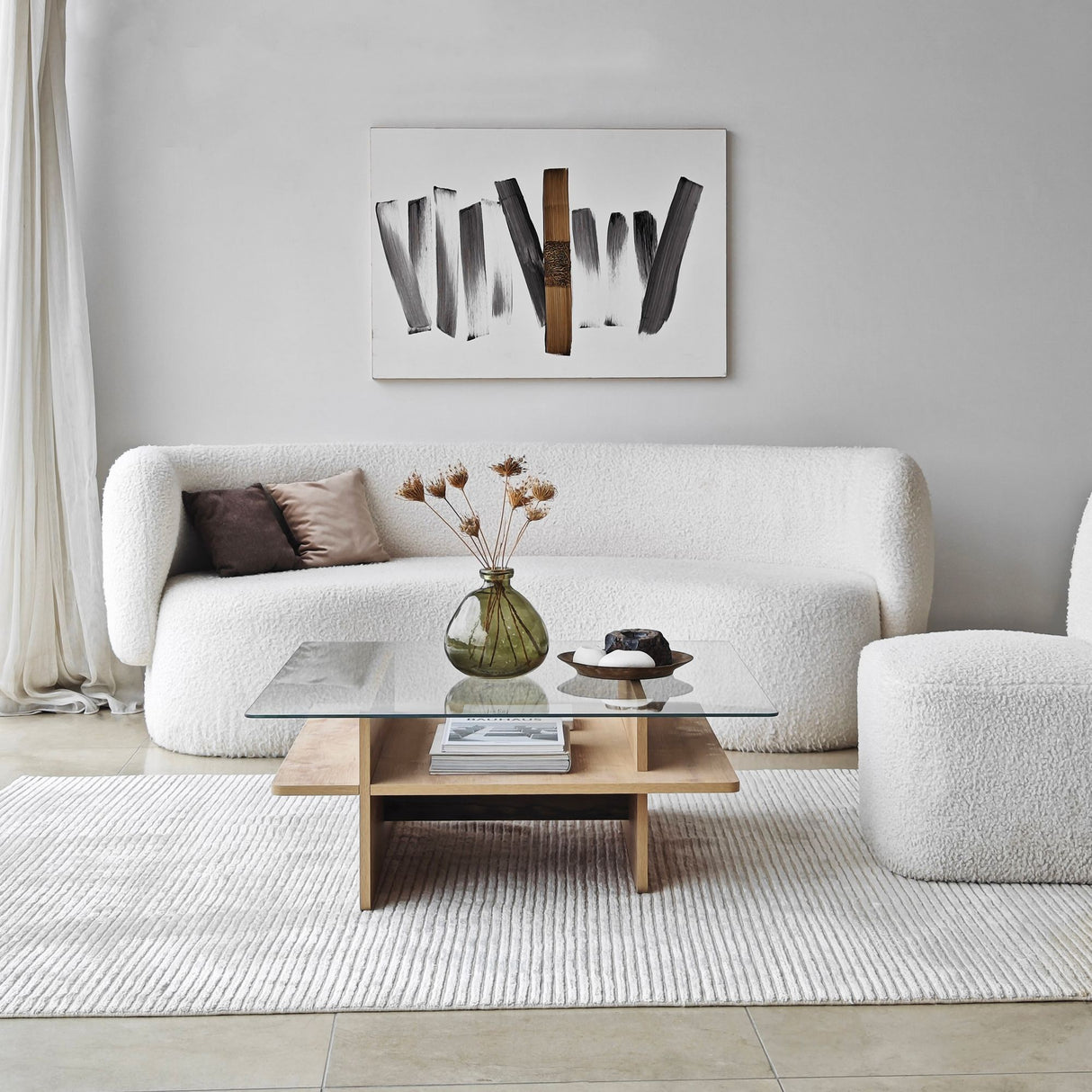 Sofabord Firkantet Glas Sagu - Sapphire Melamin Understel - 90x90 cm