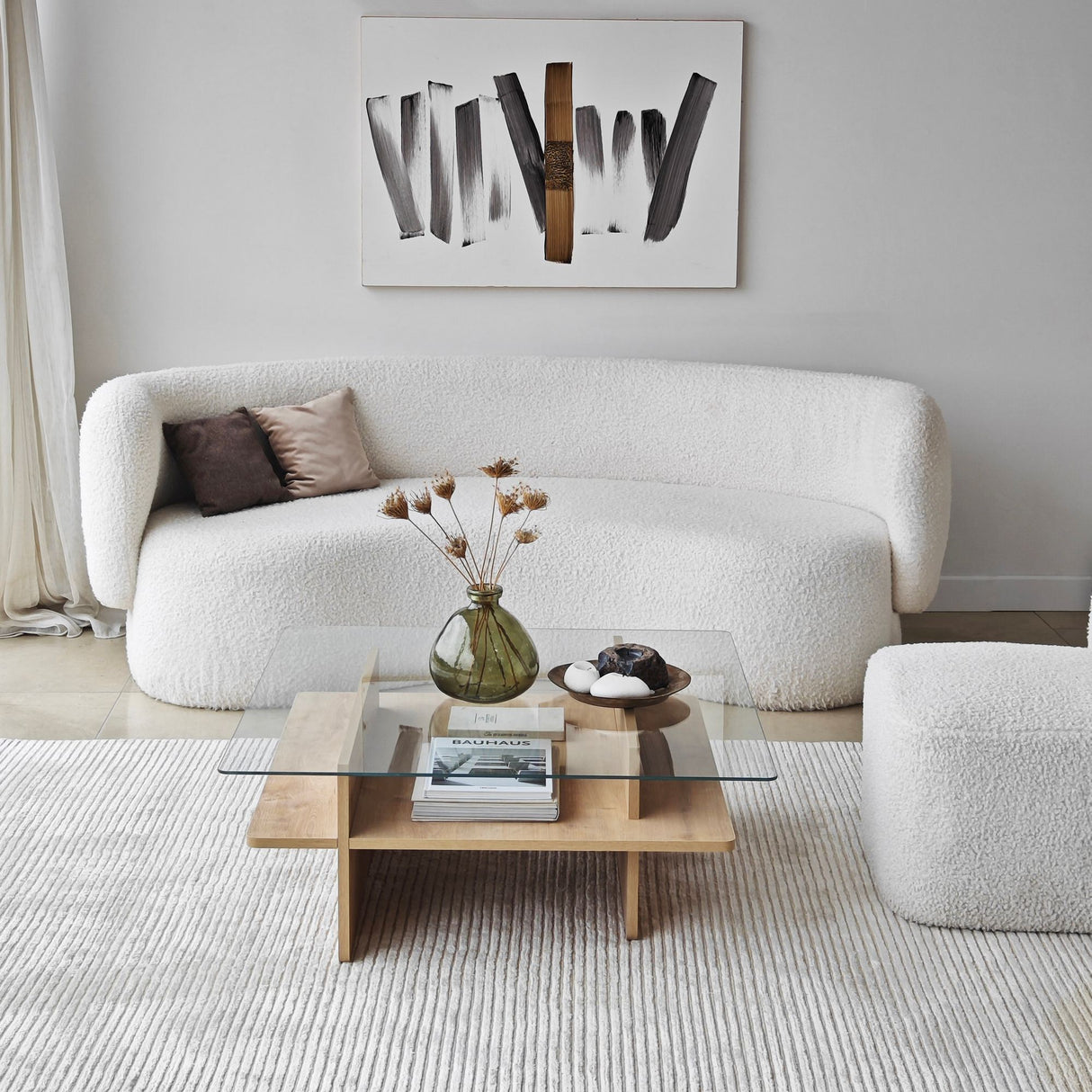 Sofabord Firkantet Glas Sagu - Sapphire Melamin Understel - 90x90 cm