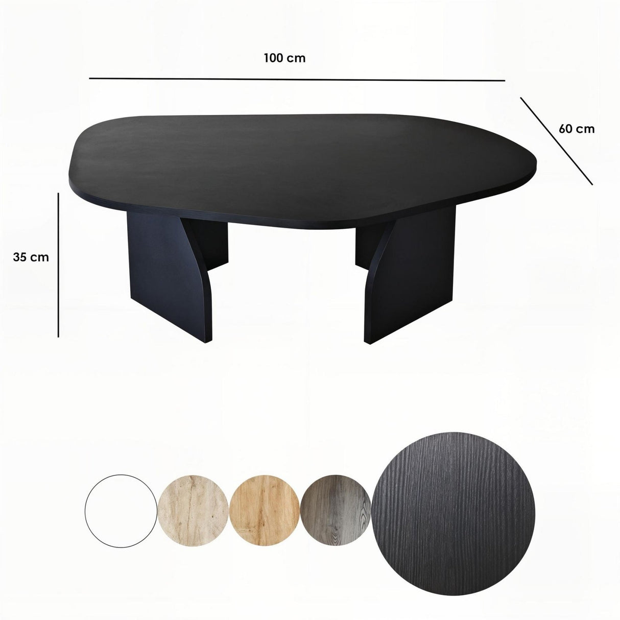 Rock sofabord ovalt sort 100 x 60 cm Melaminbelagt trækomposit