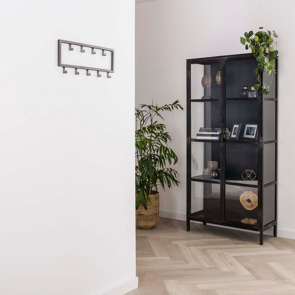 Industriel Bøjle Milano 9 kroge Børstet Metal sølv