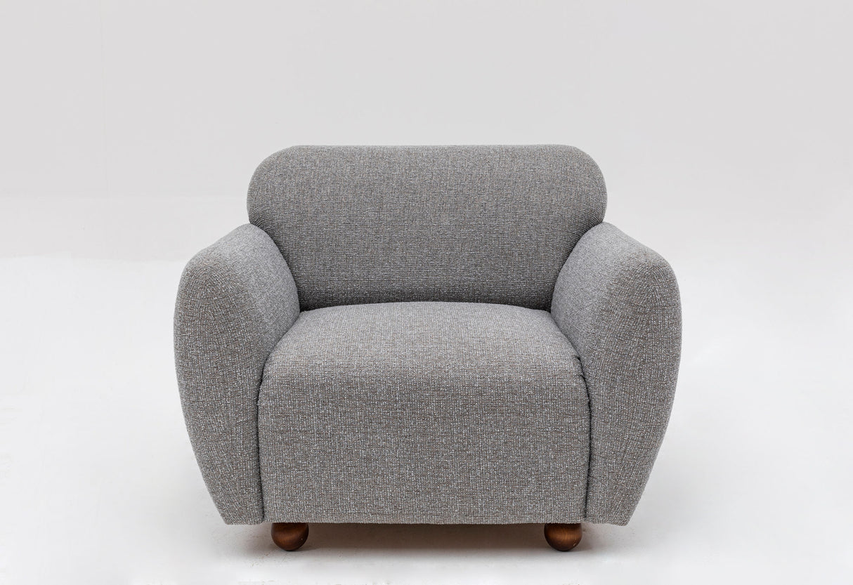 Fauteuils - Japandi fauteuil lichtgrijs textuur stof Eddy - Dimehouse