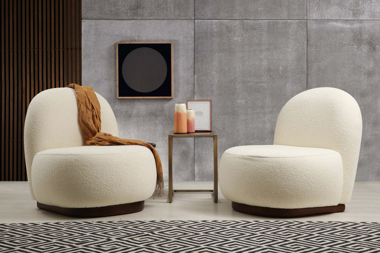 Fauteuils - Japandi fauteuil crème bouclé organische vorm Tina - Dimehouse
