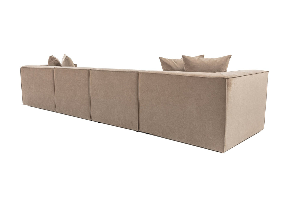 Banken - Modulaire XXL hoekbank cappucino linnen 430 cm Sora - Dimehouse
