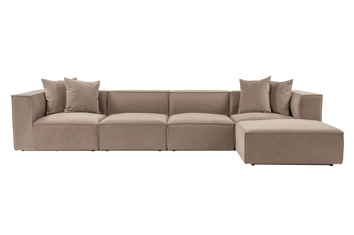 Banken - Modulaire XXL hoekbank cappucino linnen 430 cm Sora - Dimehouse