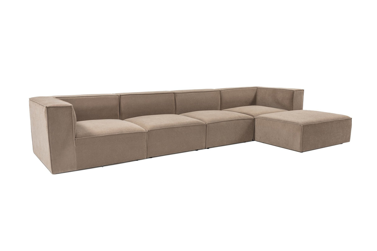 Banken - Modulaire XXL hoekbank cappucino linnen 430 cm Sora - Dimehouse