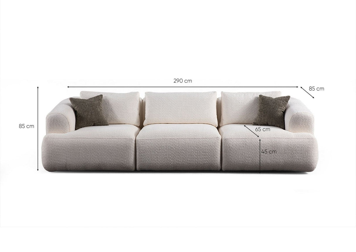 Sofia 3-personers sofa hvid 290 cm 100% polyester