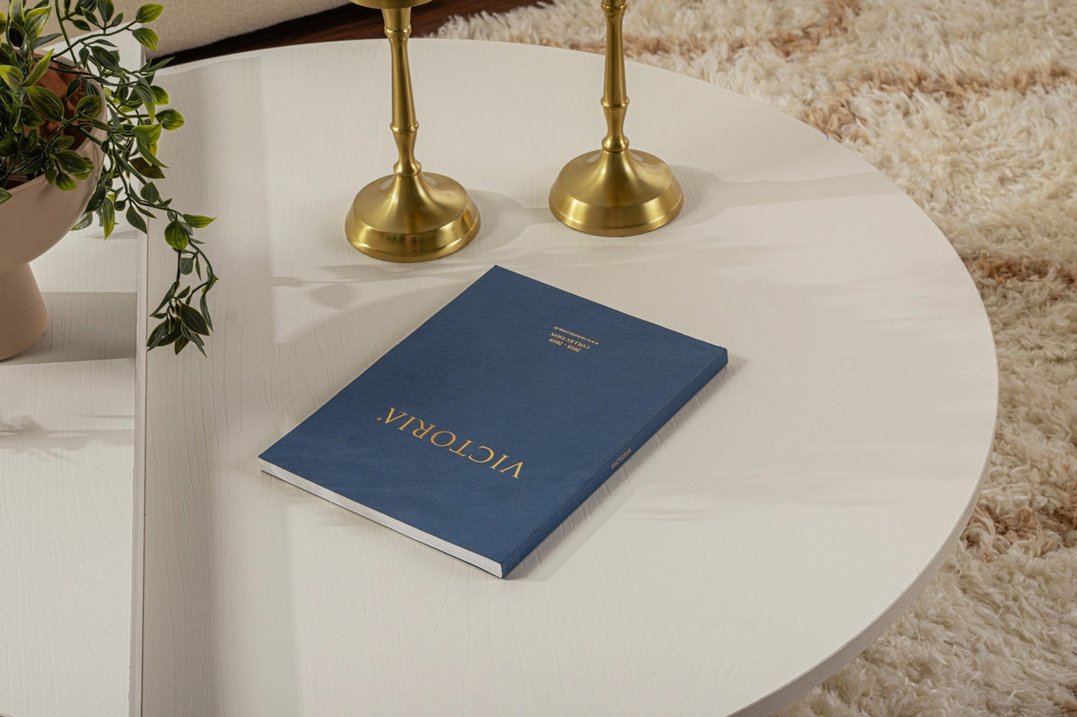 Rundt Sofabord Wood Hvid 85 cm Trælook Melamin Orin