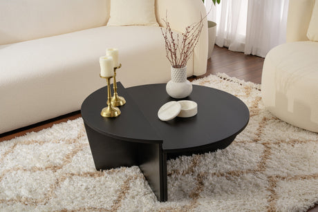 Rund Sofabord Sort Trappet Melamin 85 cm Orin
