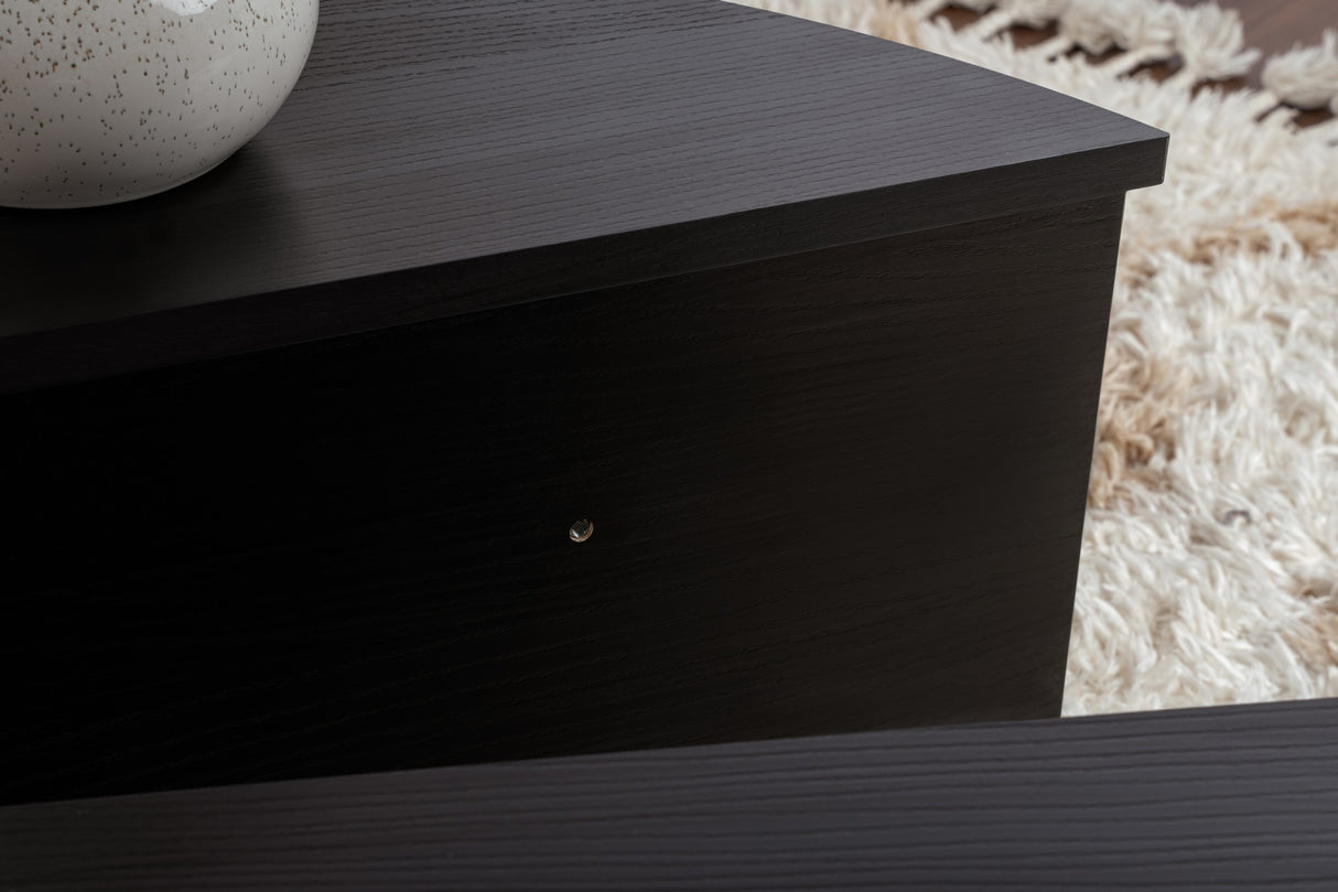 Rund Sofabord Sort Trappet Melamin 85 cm Orin